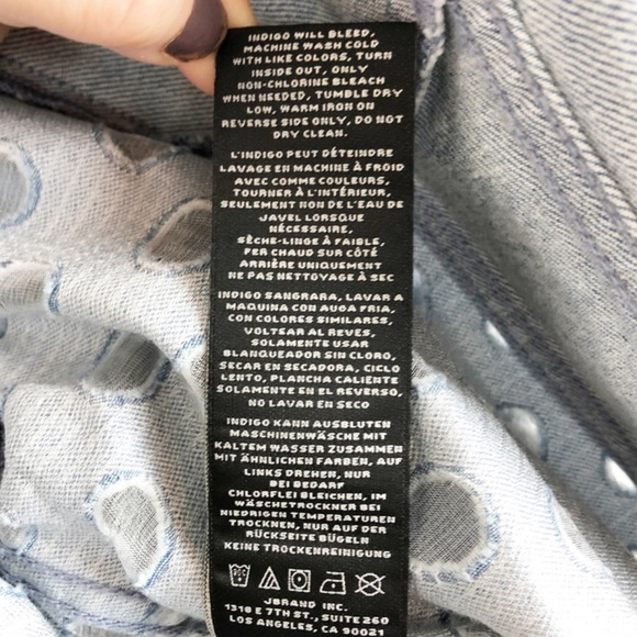 New with tag J Brand Women’s Cyra Polka Dot Panel Crop Denim Blue Jean Jacket - Picture 15 of 16